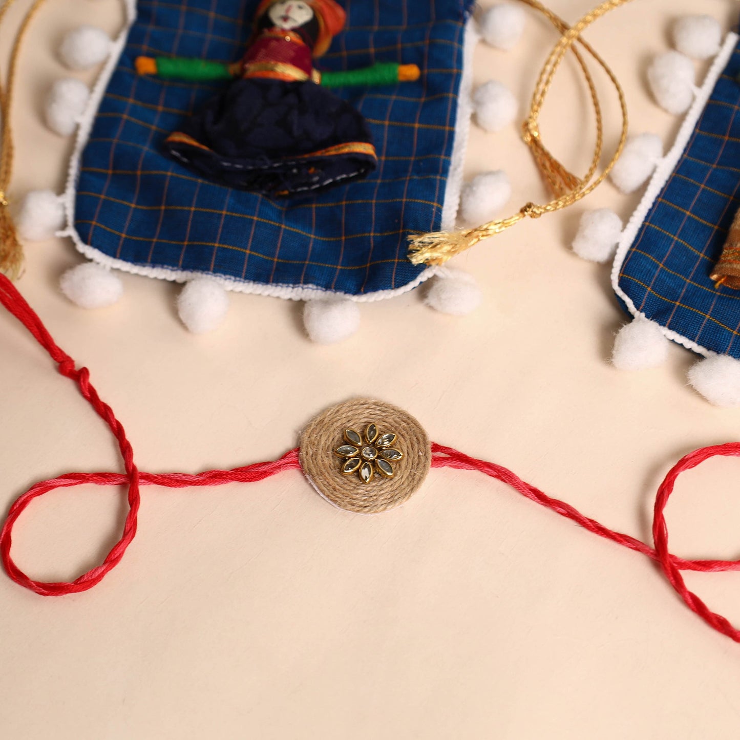 Handmade Stone Work Jute Rakhi (Set Of 2)