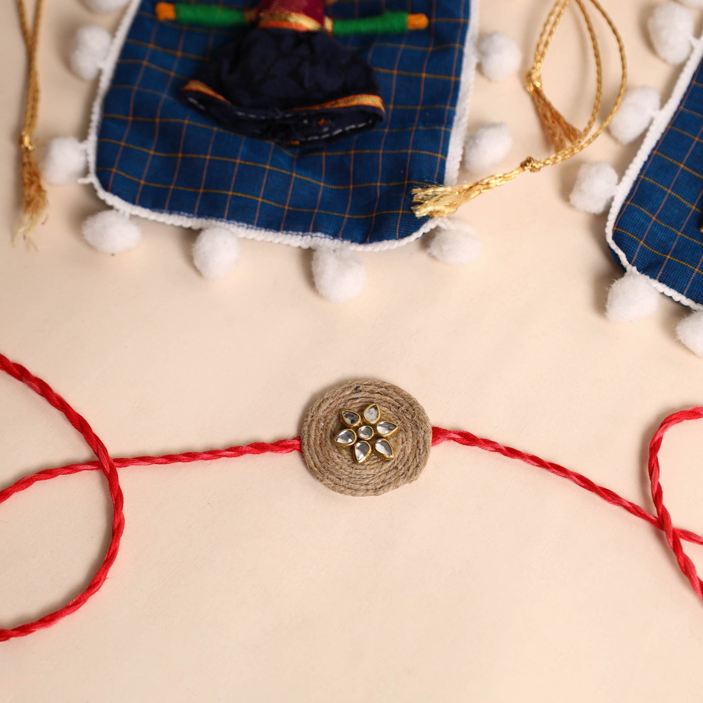 Handmade Stone Work Jute Rakhi (Set Of 2)