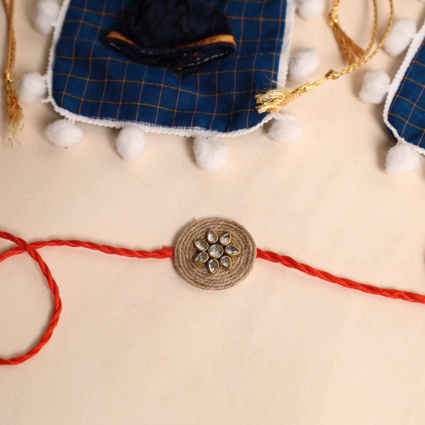 Handmade Stone Work Jute Rakhi (Set Of 2)