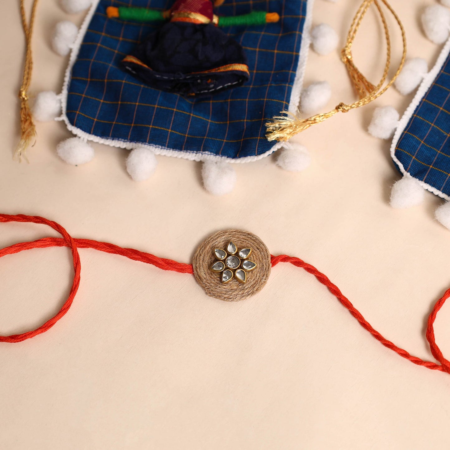 Handmade Stone Work Jute Rakhi (Set Of 2)