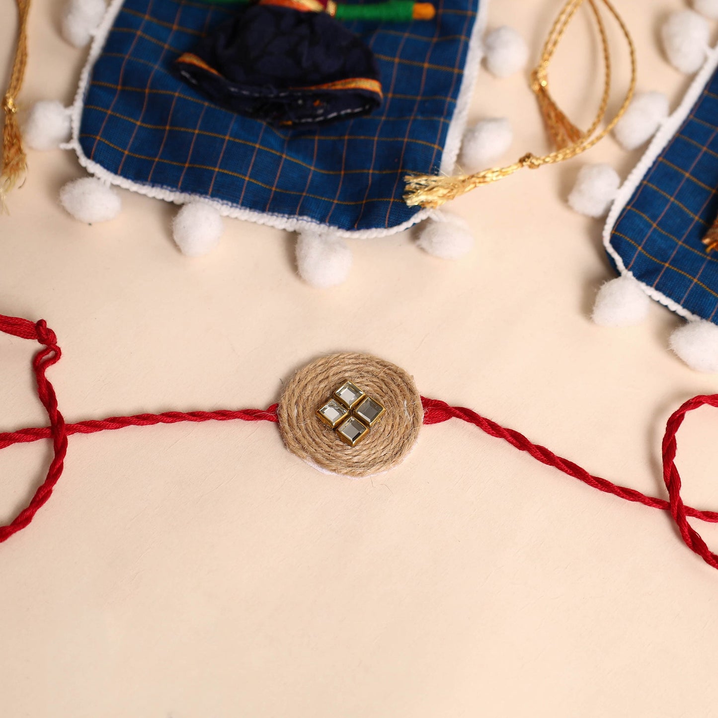Handmade Stone Work Jute Rakhi (Set Of 2)
