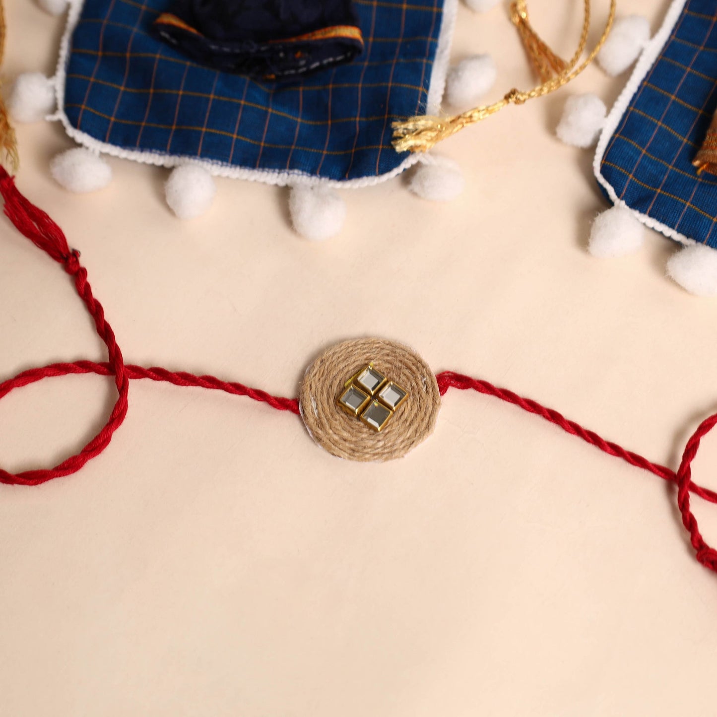 Handmade Stone Work Jute Rakhi (Set Of 2)