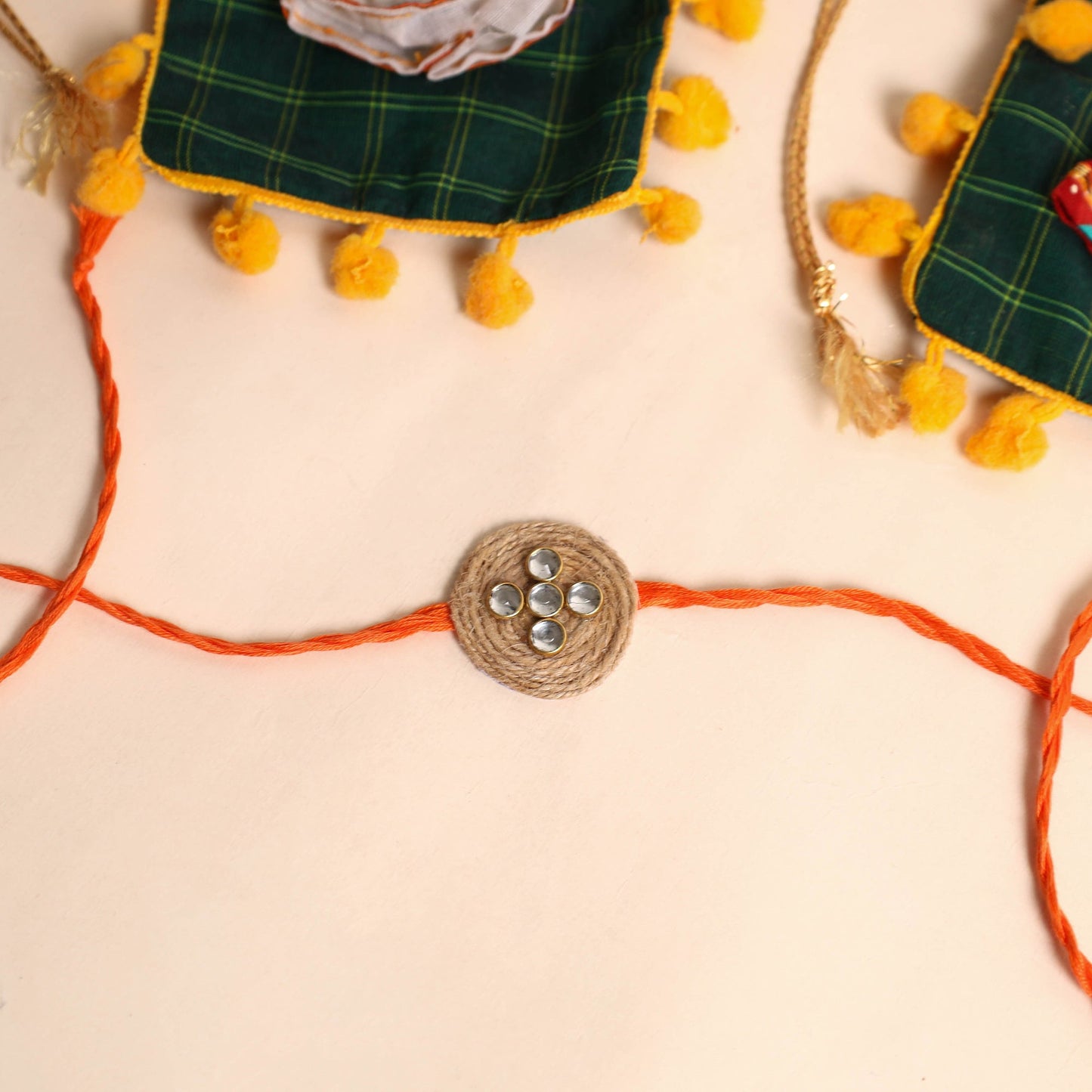 Handmade Stone Work Jute Rakhi (Set Of 2)