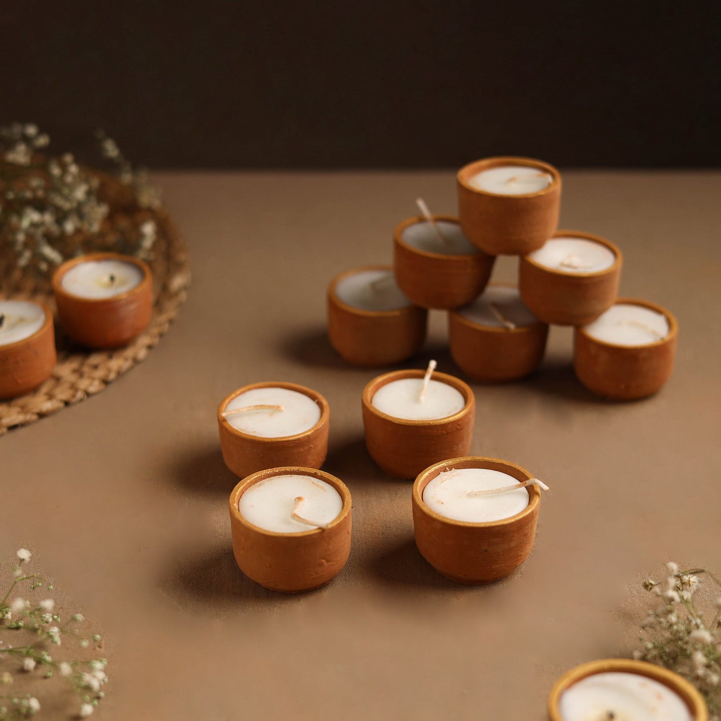 Handmade Terracotta Ball Candle (Set of 10)