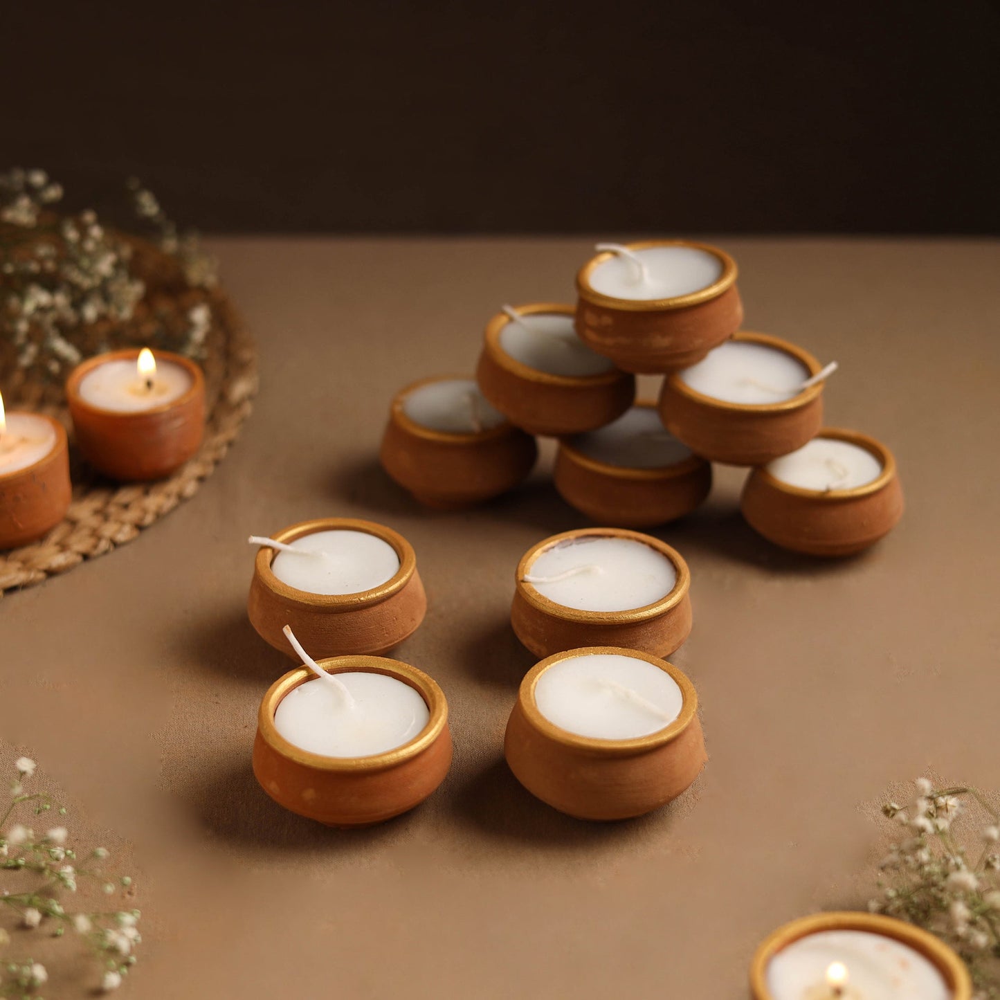 Handmade Terracotta Handi Candle (Set of 10)
