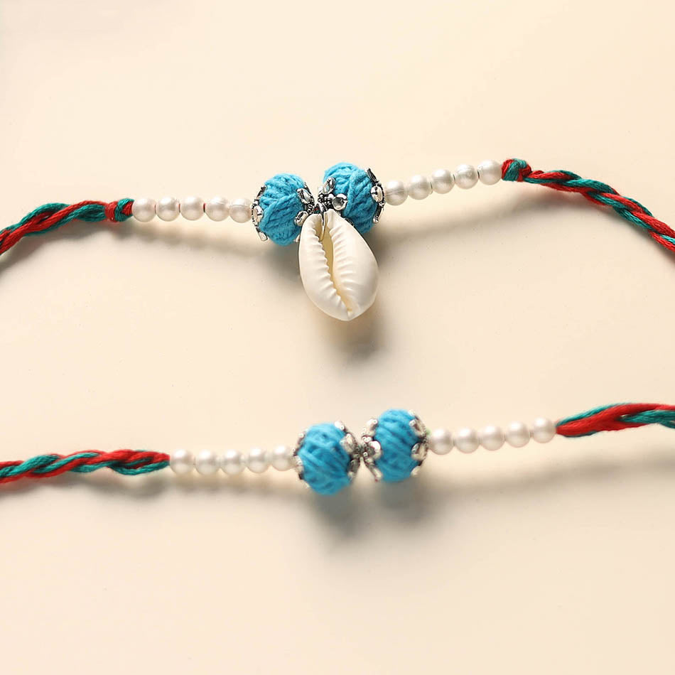 Handmade Thread & Bead Work Rakhi & Lumba Set