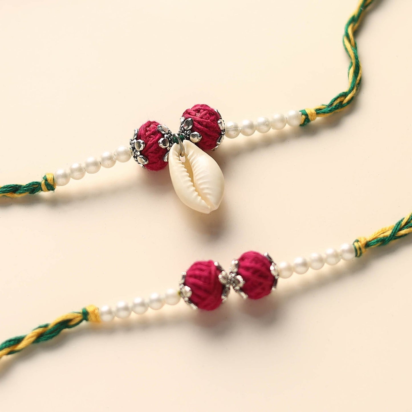 Handmade Thread & Bead Work Rakhi & Lumba Set