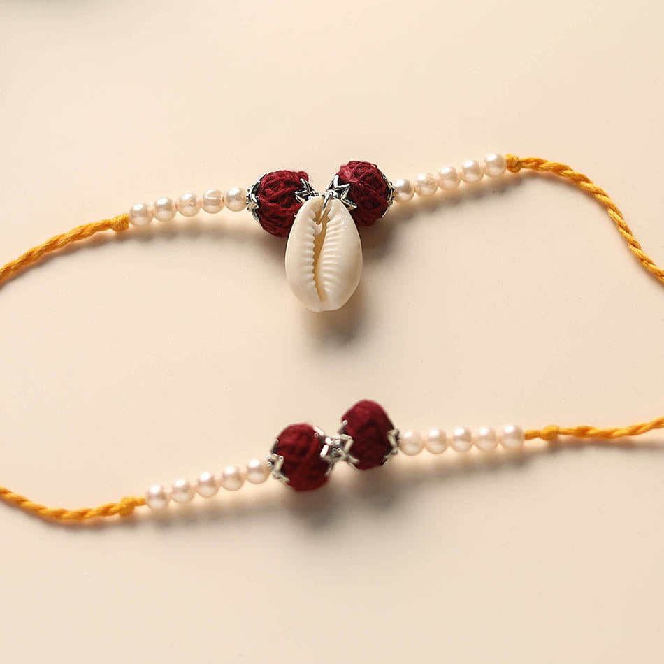 Handmade Thread & Bead Work Rakhi & Lumba Set