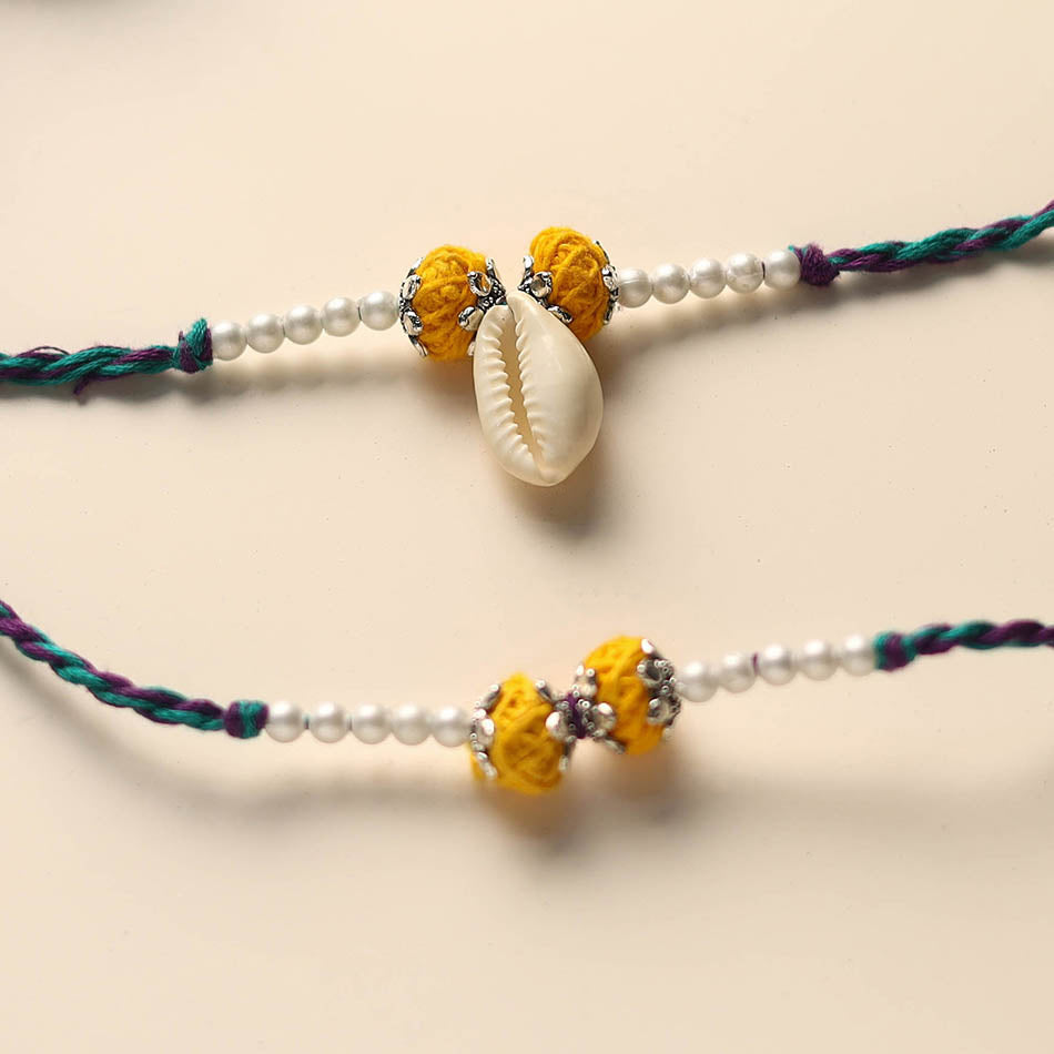 Handmade Thread & Bead Work Rakhi & Lumba Set