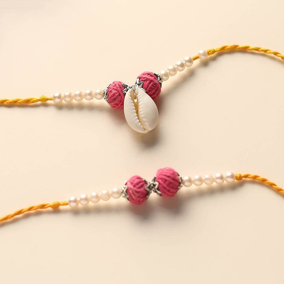 Handmade Thread & Bead Work Rakhi & Lumba Set