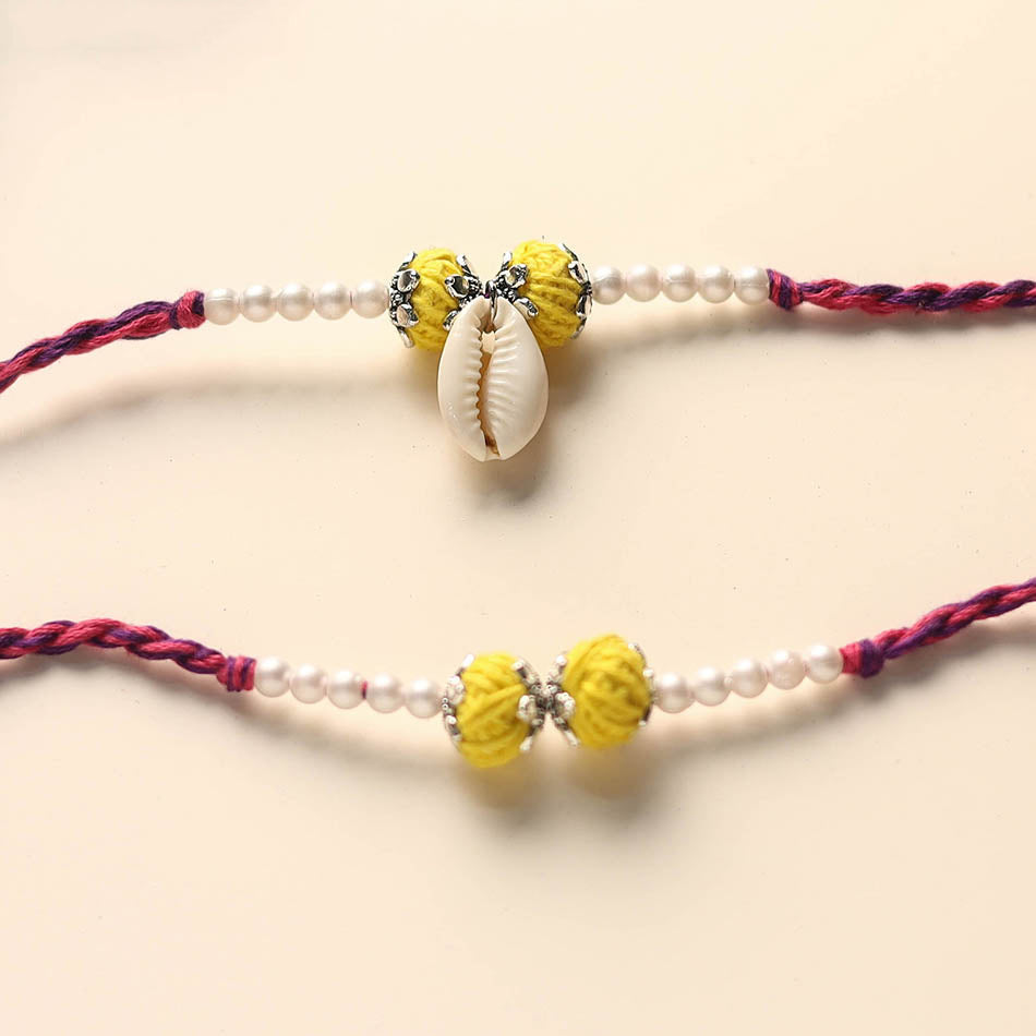 Handmade Thread & Bead Work Rakhi & Lumba Set