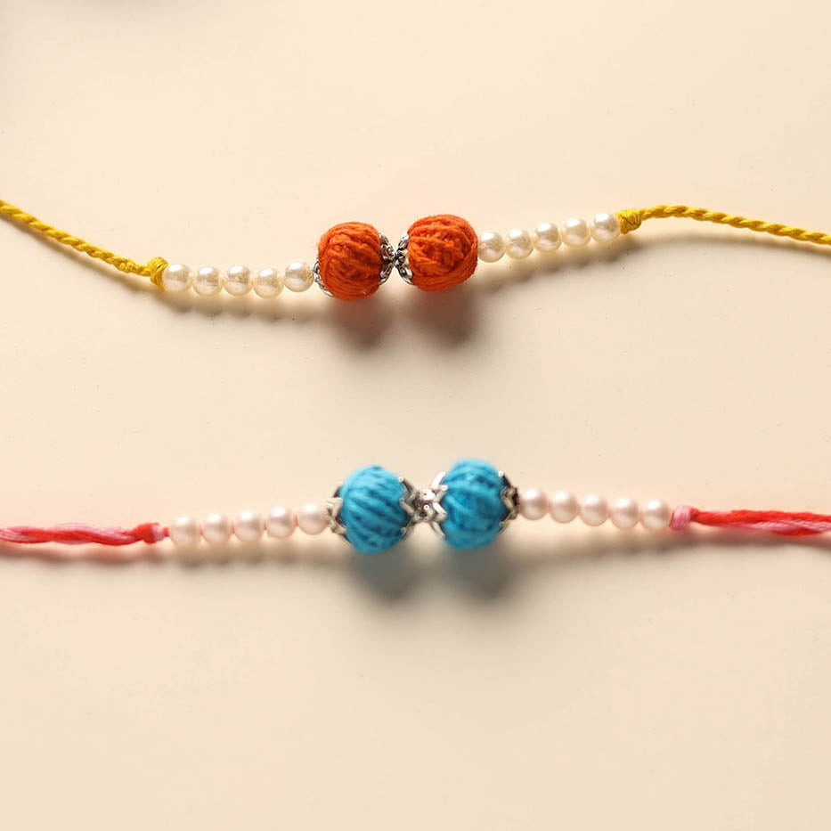 Handmade Thread & Bead Work Rakhi (Set of 2)
