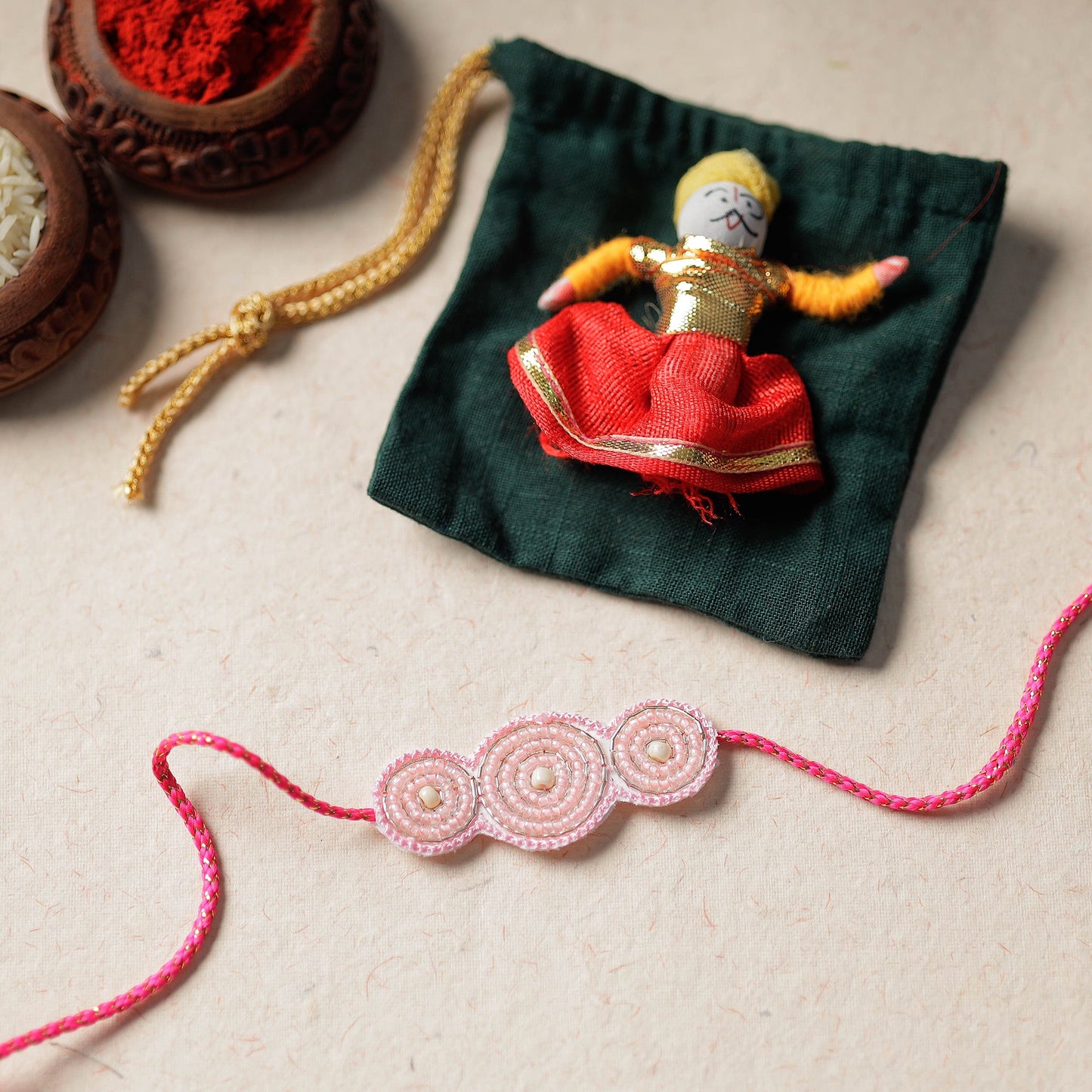 Handmade Thread & Beadwork Rakhi By Jugni