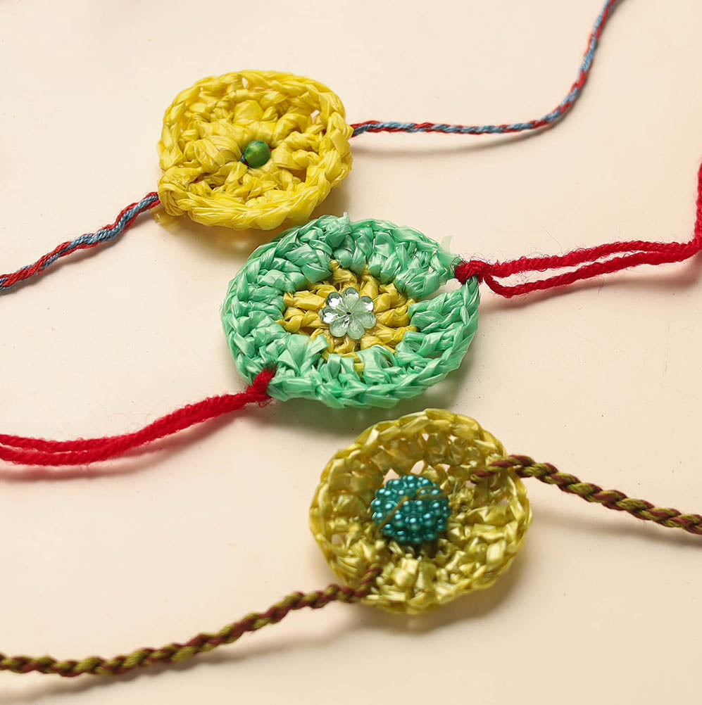 Handmade Upcycled Weave Rakhi (Assorted Set of 3)