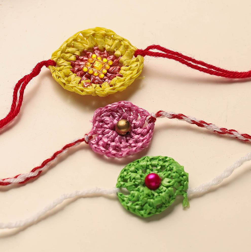 Handmade Upcycled Weave Rakhi (Assorted Set of 3)