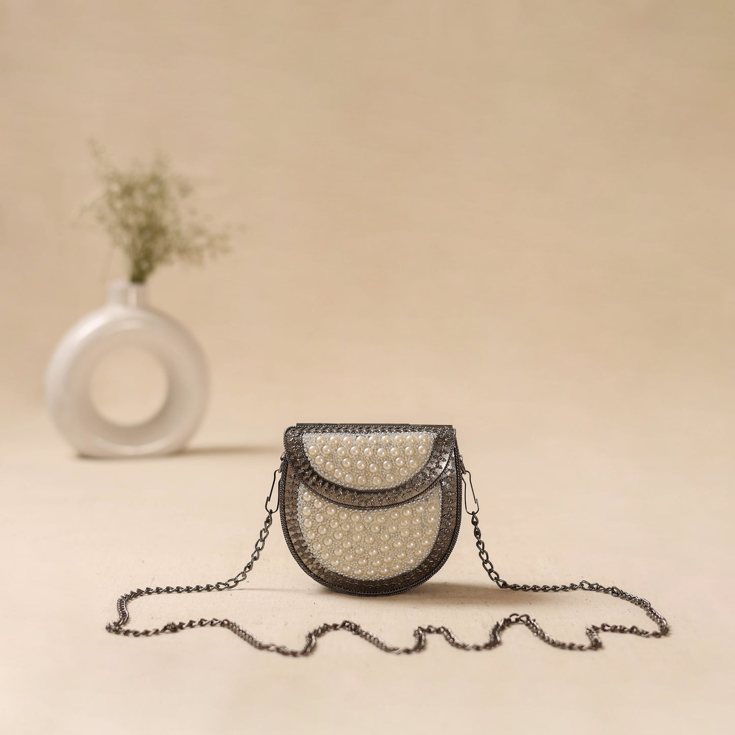 Handmade vintage metal beads clutch / sling bag 14