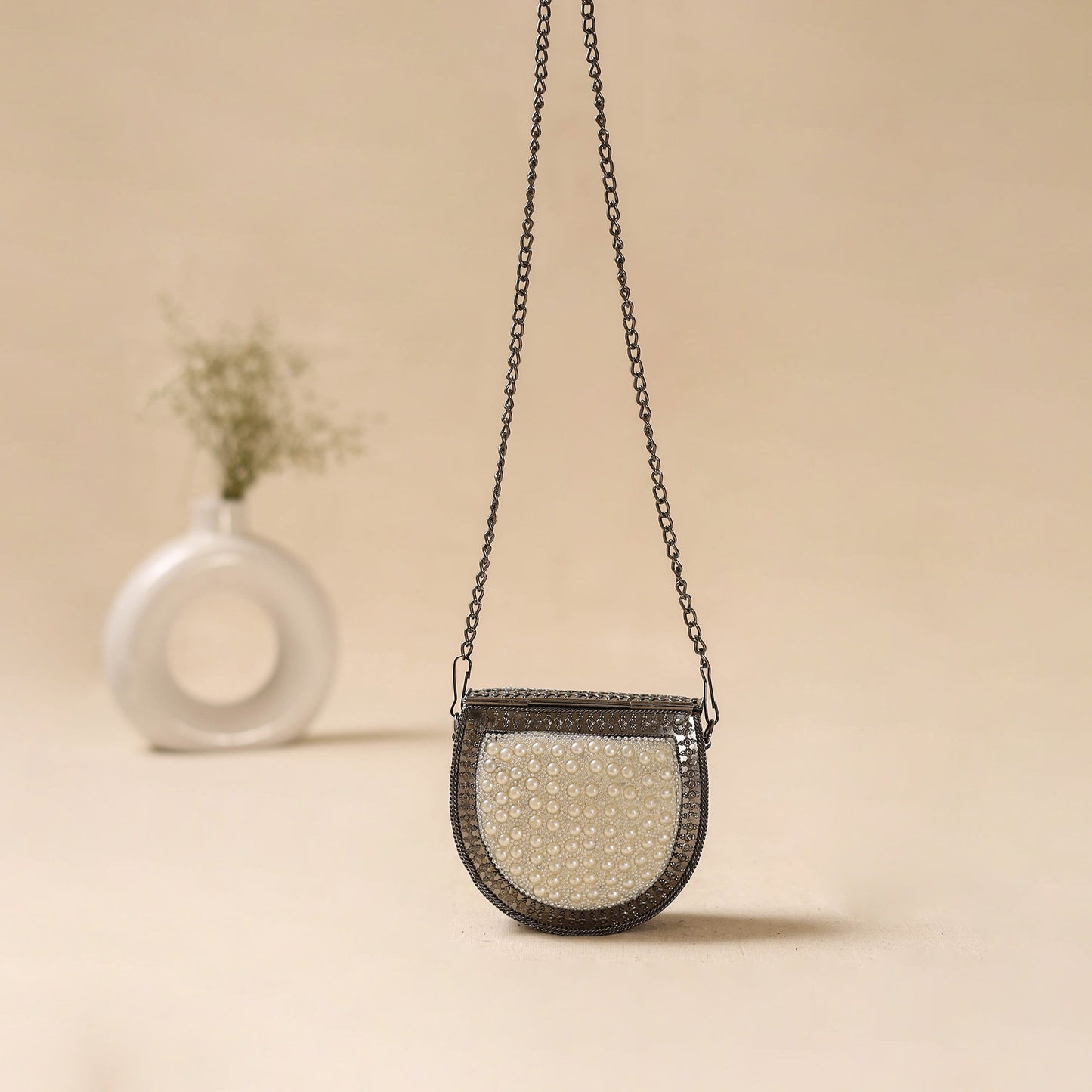 Handmade vintage metal beads clutch / sling bag 14