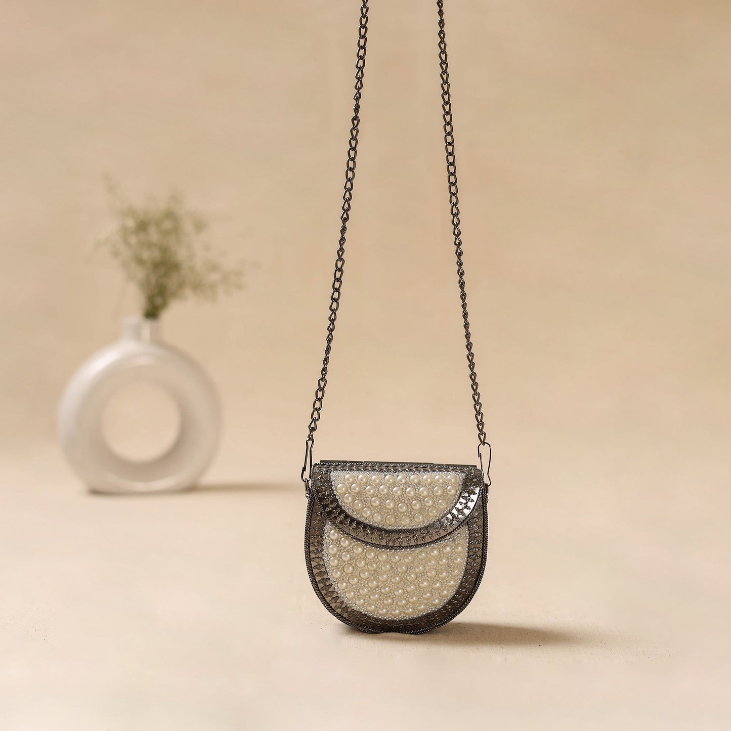 Handmade vintage metal beads clutch / sling bag 14
