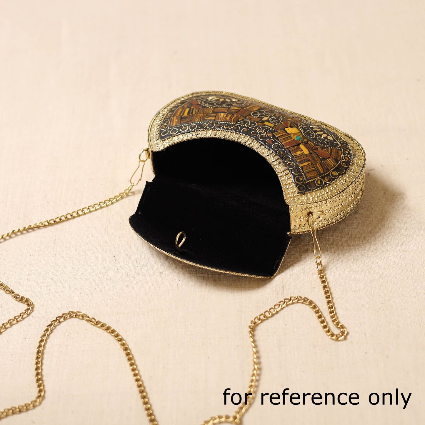 Handmade vintage metal mosaic stone clutch / sling bag 09