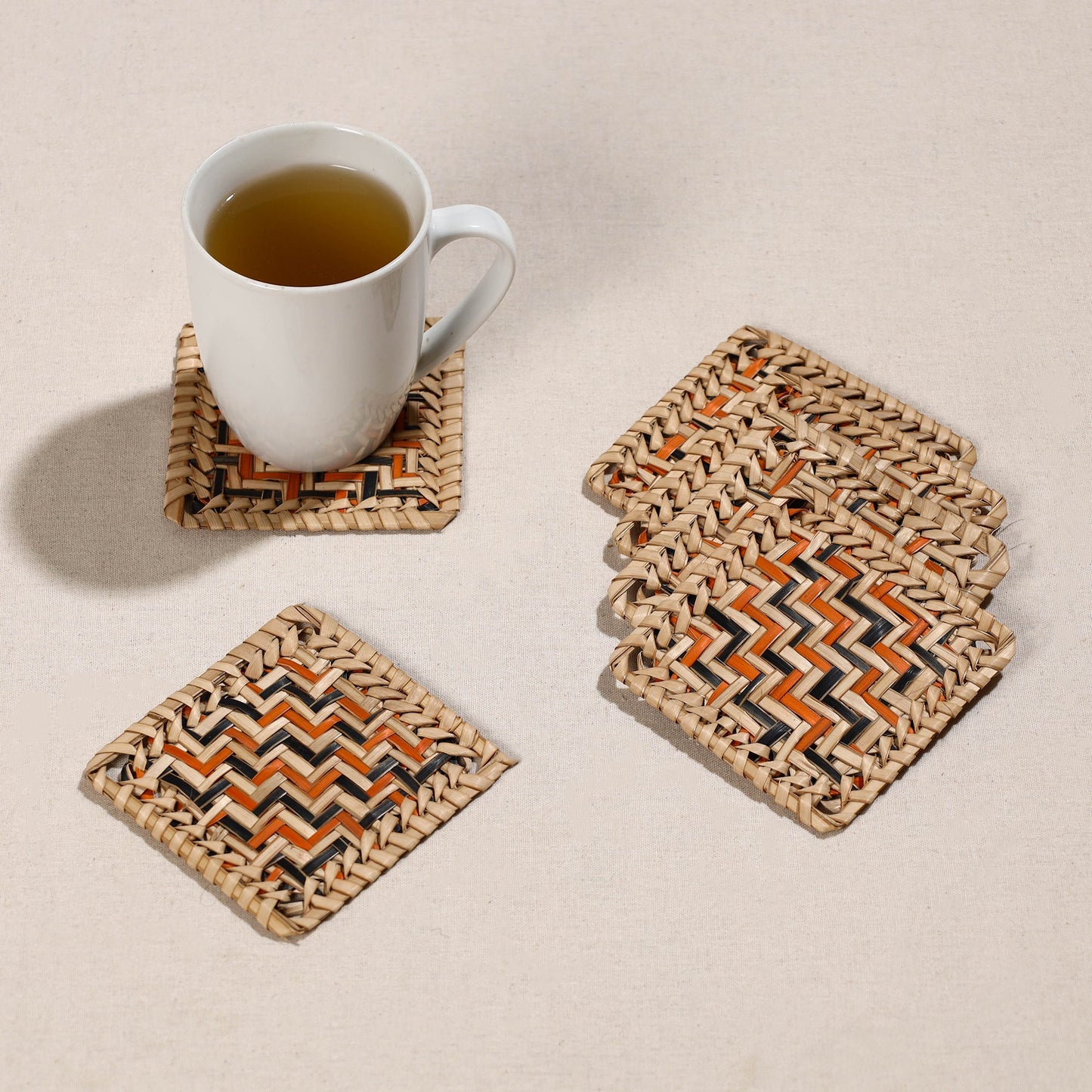 Handmade Water Hyacinth Coasters from Assam (Set Of 6)