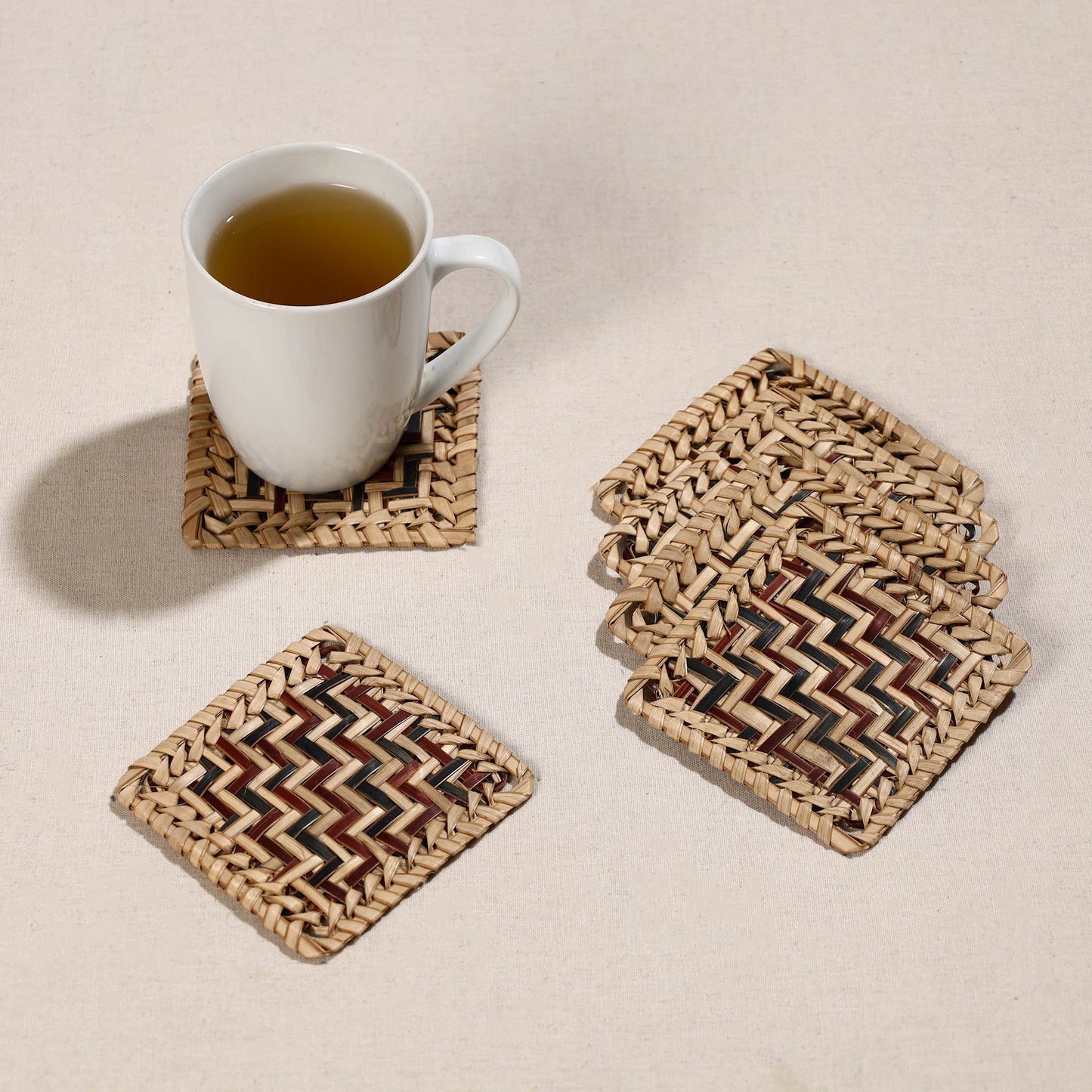 Handmade Water Hyacinth Coasters from Assam (Set Of 6)