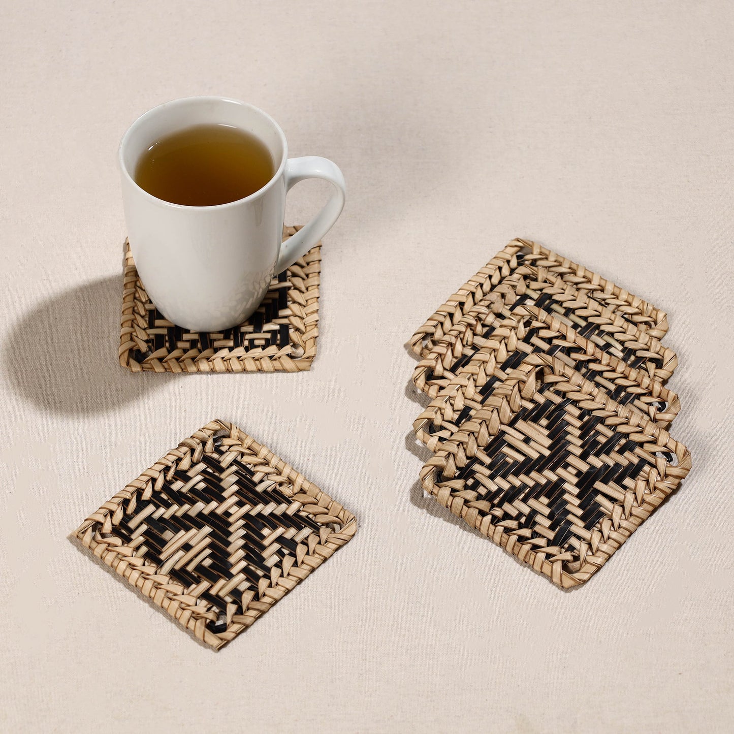 Handmade Water Hyacinth Coasters from Assam (Set Of 6)