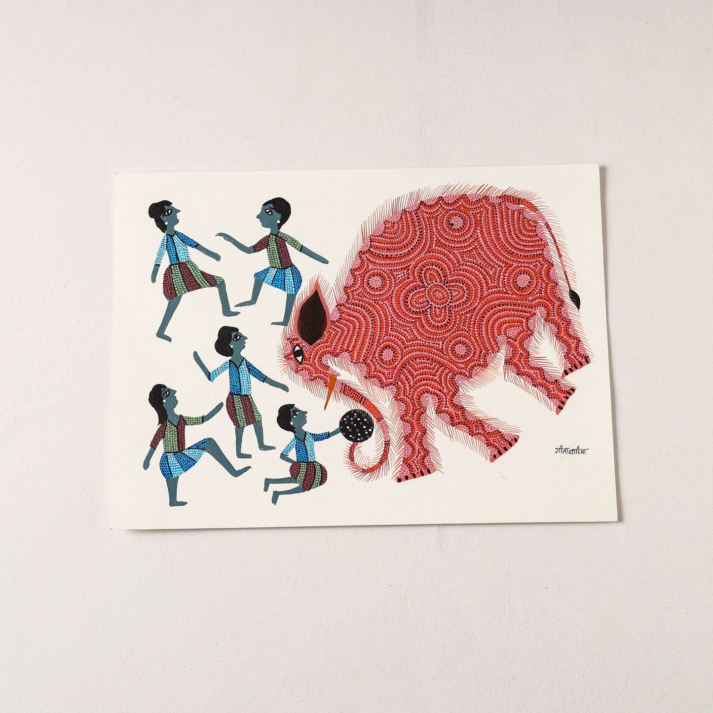 Handpainted Bhil Pithora Painting by Geeta Bariya