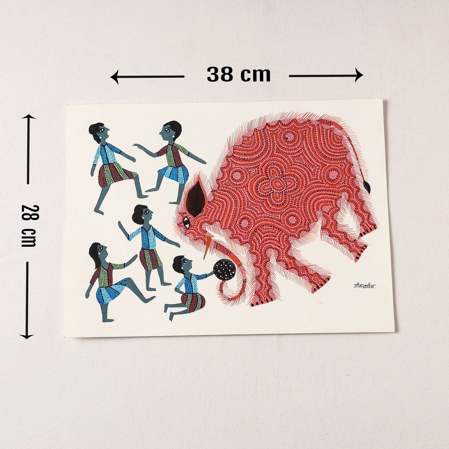 Handpainted Bhil Pithora Painting by Geeta Bariya