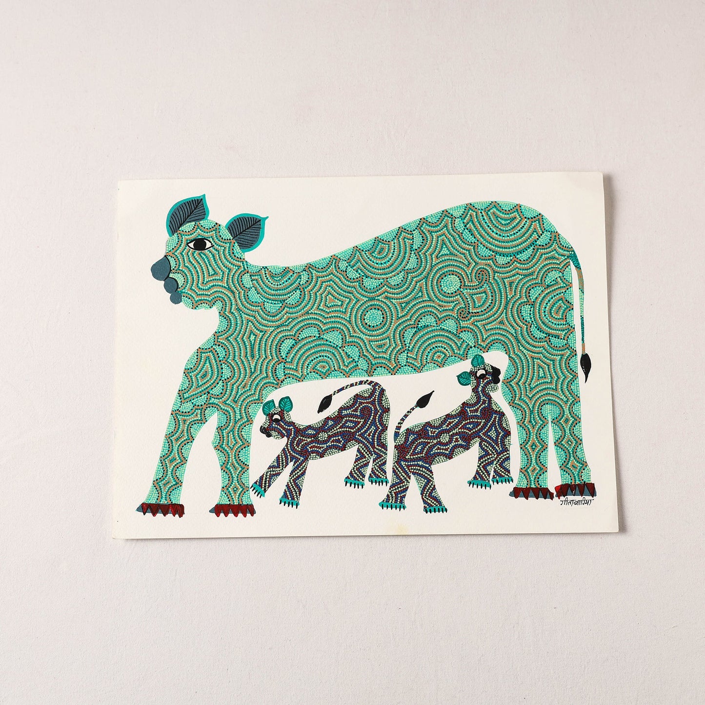 Handpainted Bhil Pithora Painting by Geeta Bariya