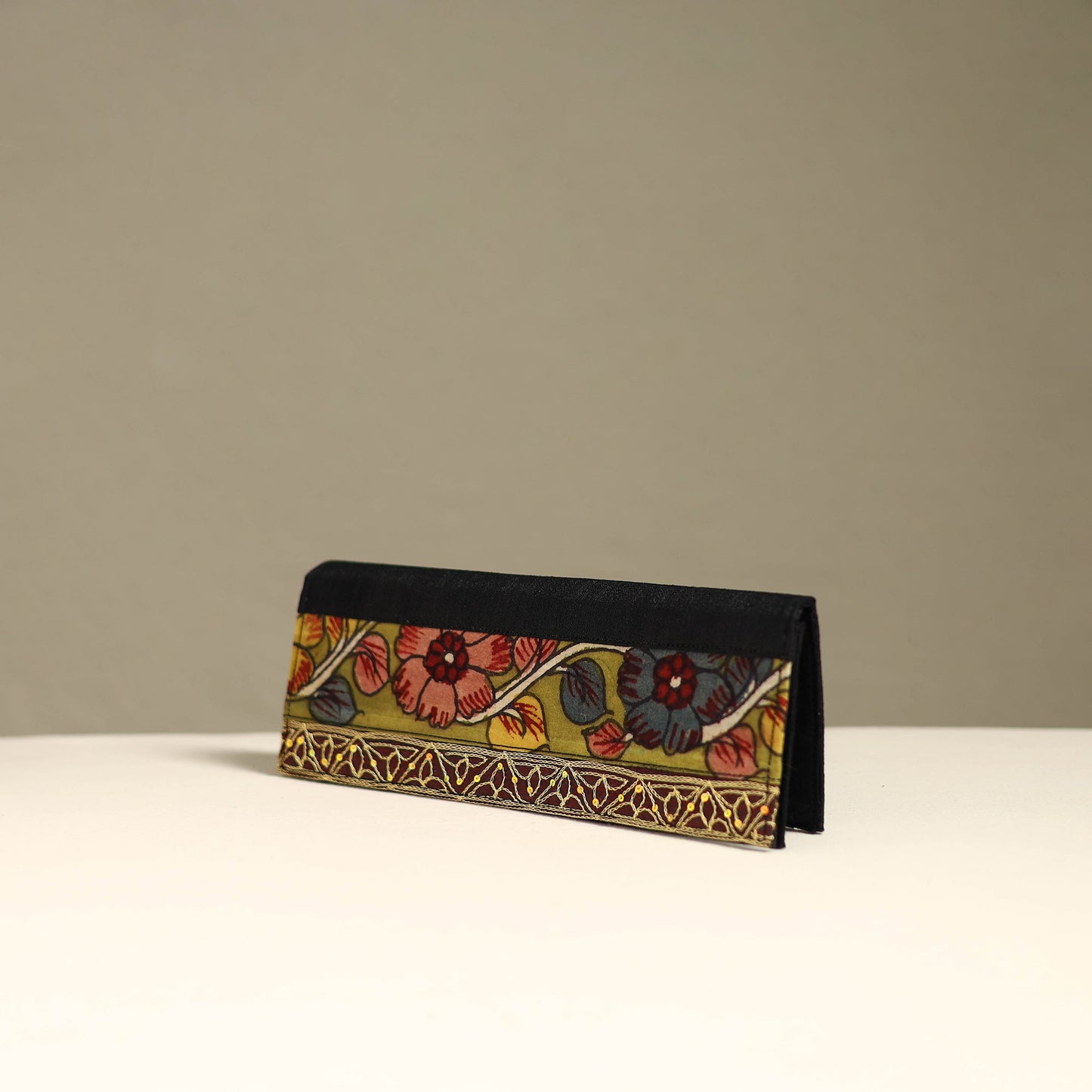 Handpainted kalamkari natural dyed ghicha silk clutch