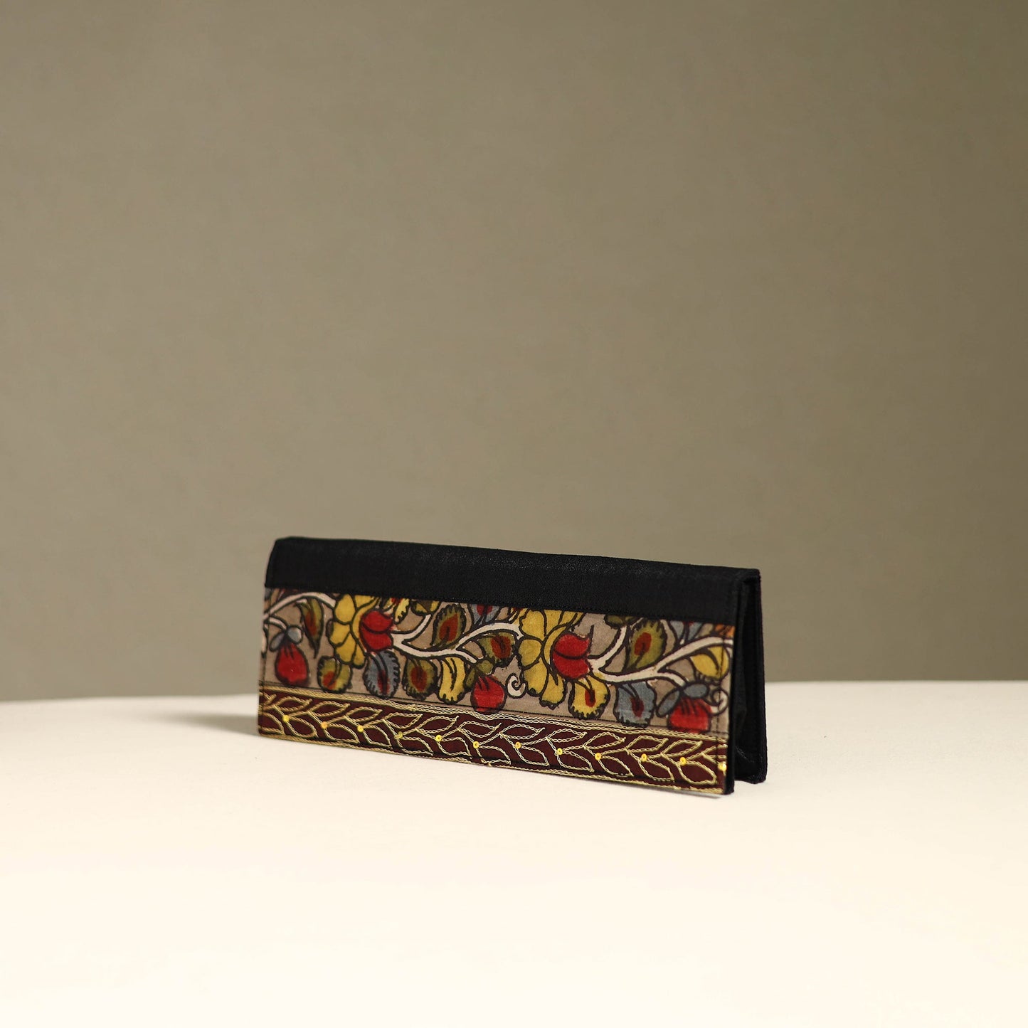 Handpainted kalamkari natural dyed ghicha silk clutch