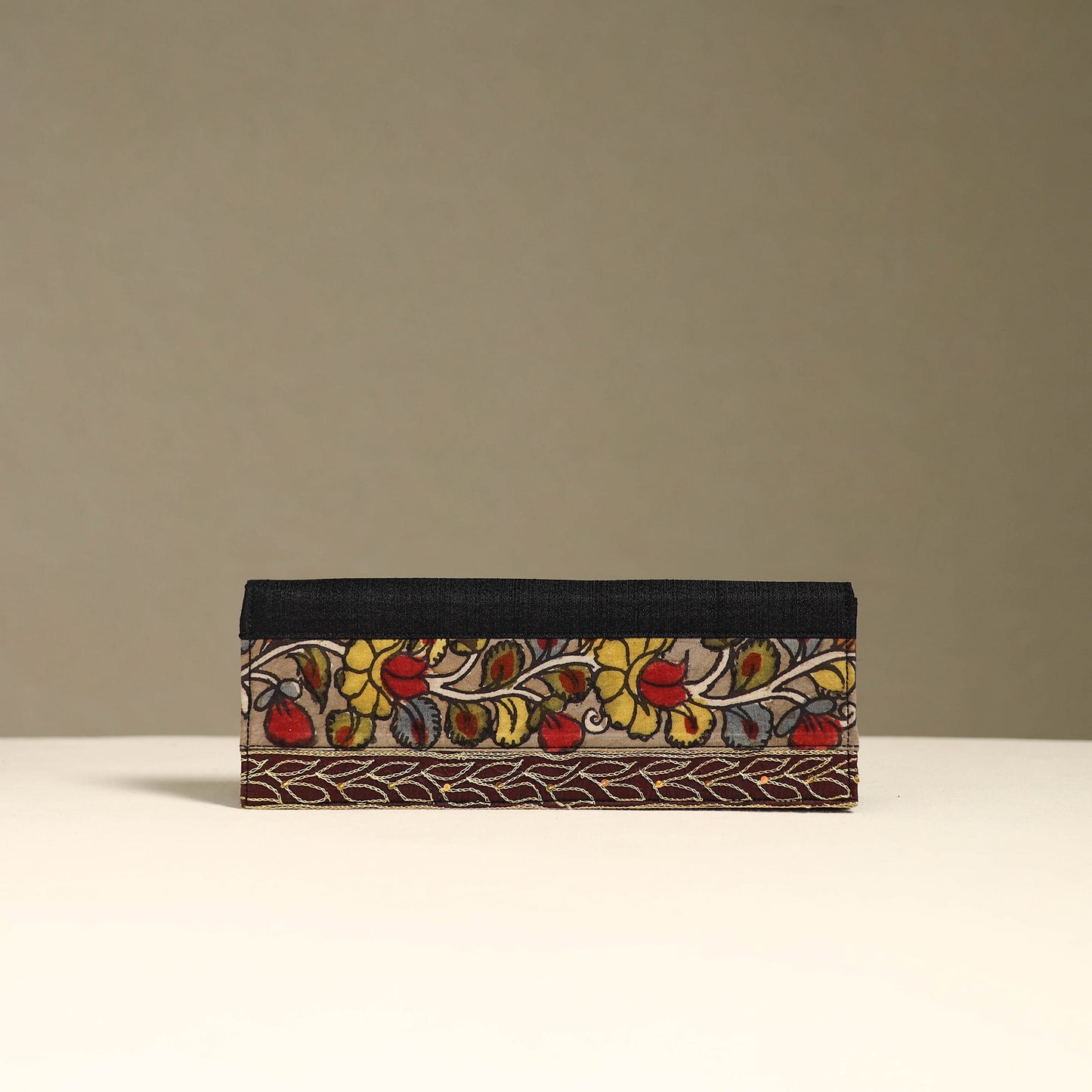 Handpainted kalamkari natural dyed ghicha silk clutch