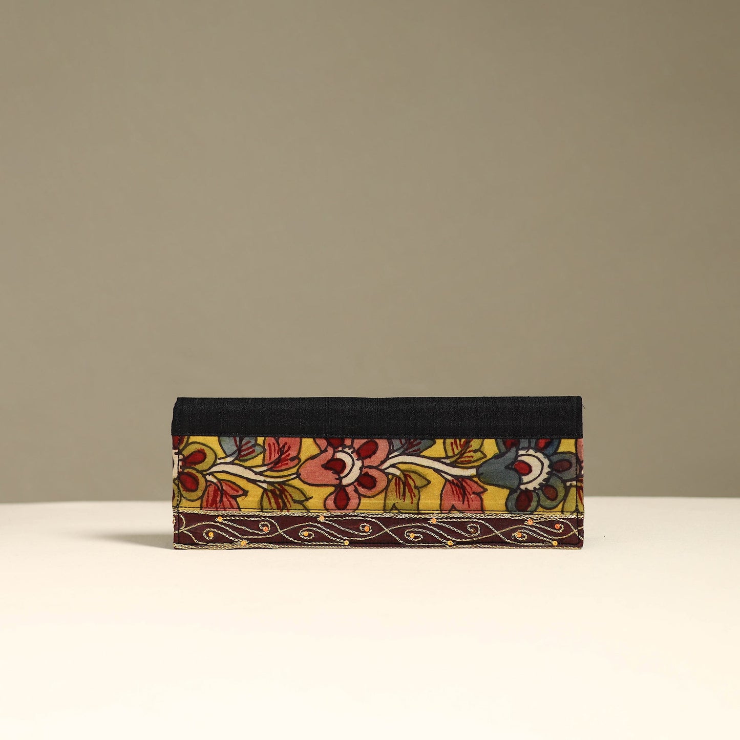 Handpainted kalamkari natural dyed ghicha silk clutch