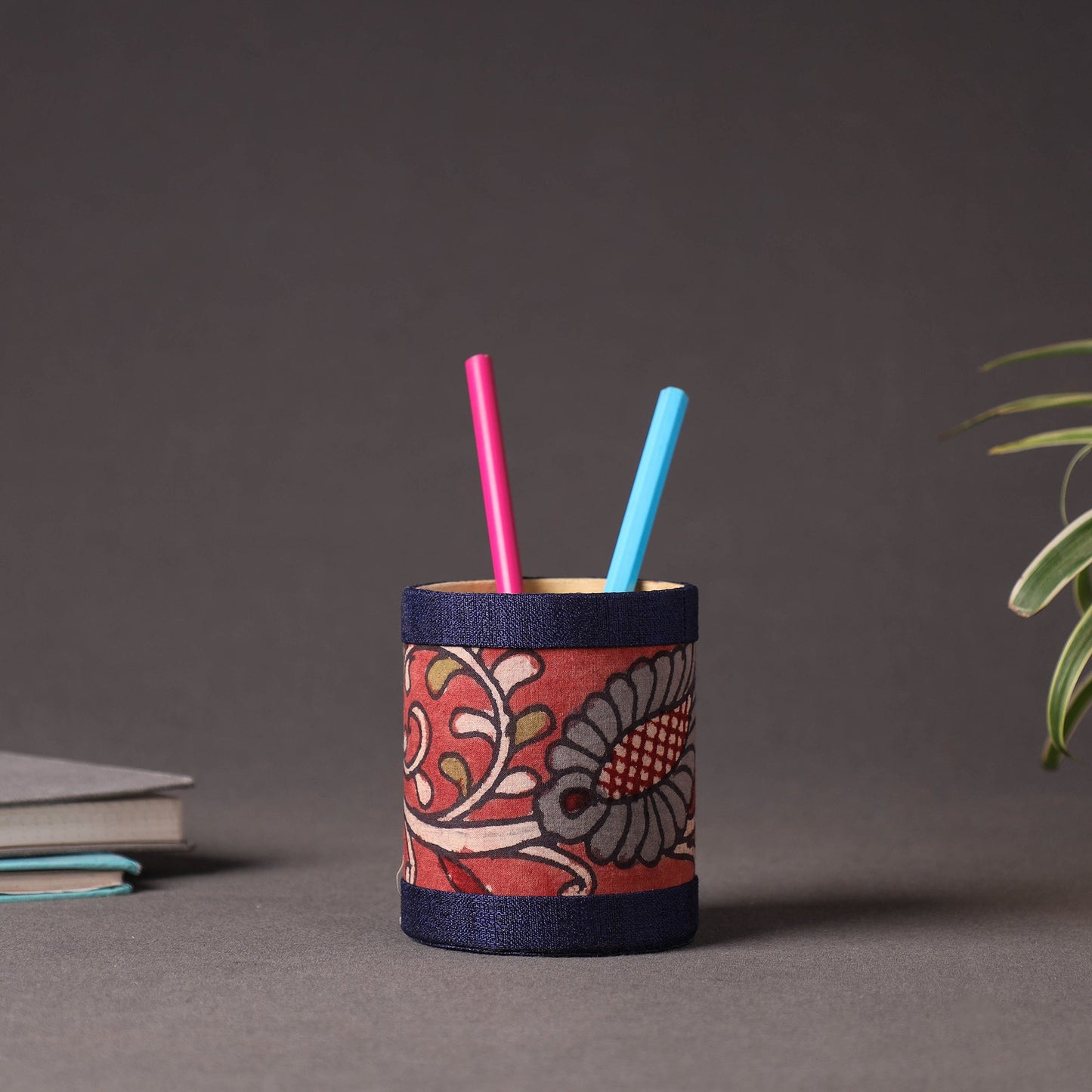 Handpainted Kalamkari Natural Dyed Ghicha Silk Pen Stand Online at iTokri.com