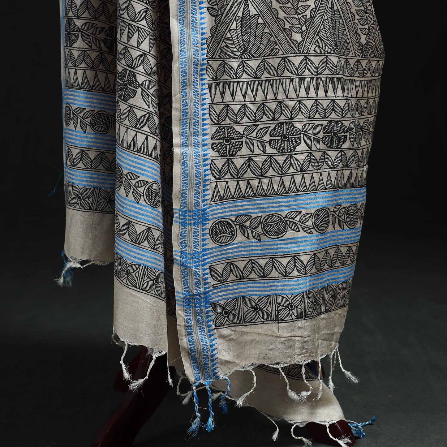 Handpainted madhubani handloom tussar cotton dupatta 17