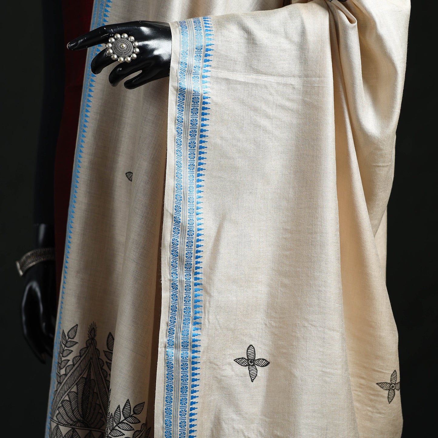 Handpainted madhubani handloom tussar cotton dupatta 17