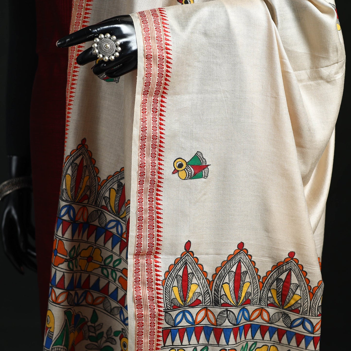 Handpainted madhubani handloom tussar cotton dupatta 18