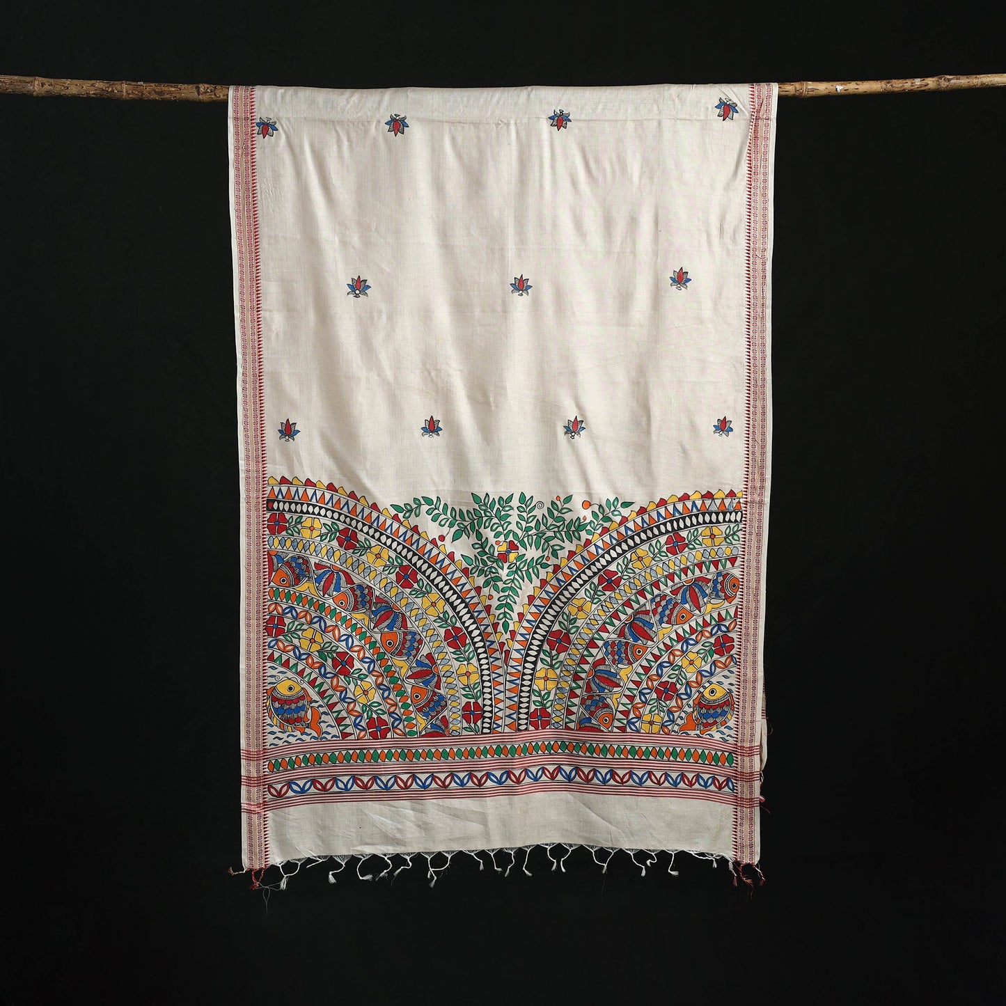 Handpainted madhubani handloom tussar cotton dupatta 19