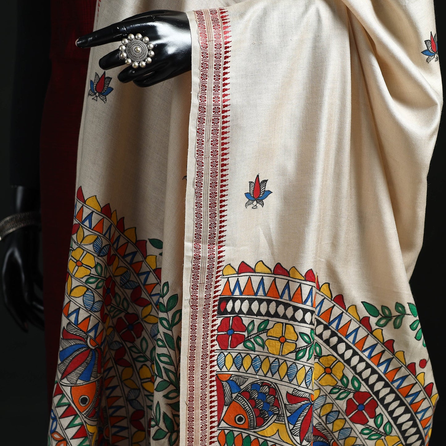 Handpainted madhubani handloom tussar cotton dupatta 20