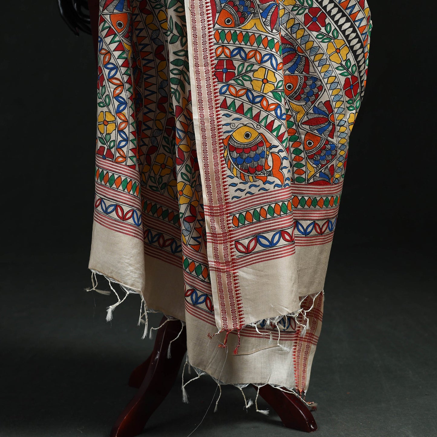 Handpainted madhubani handloom tussar cotton dupatta 20