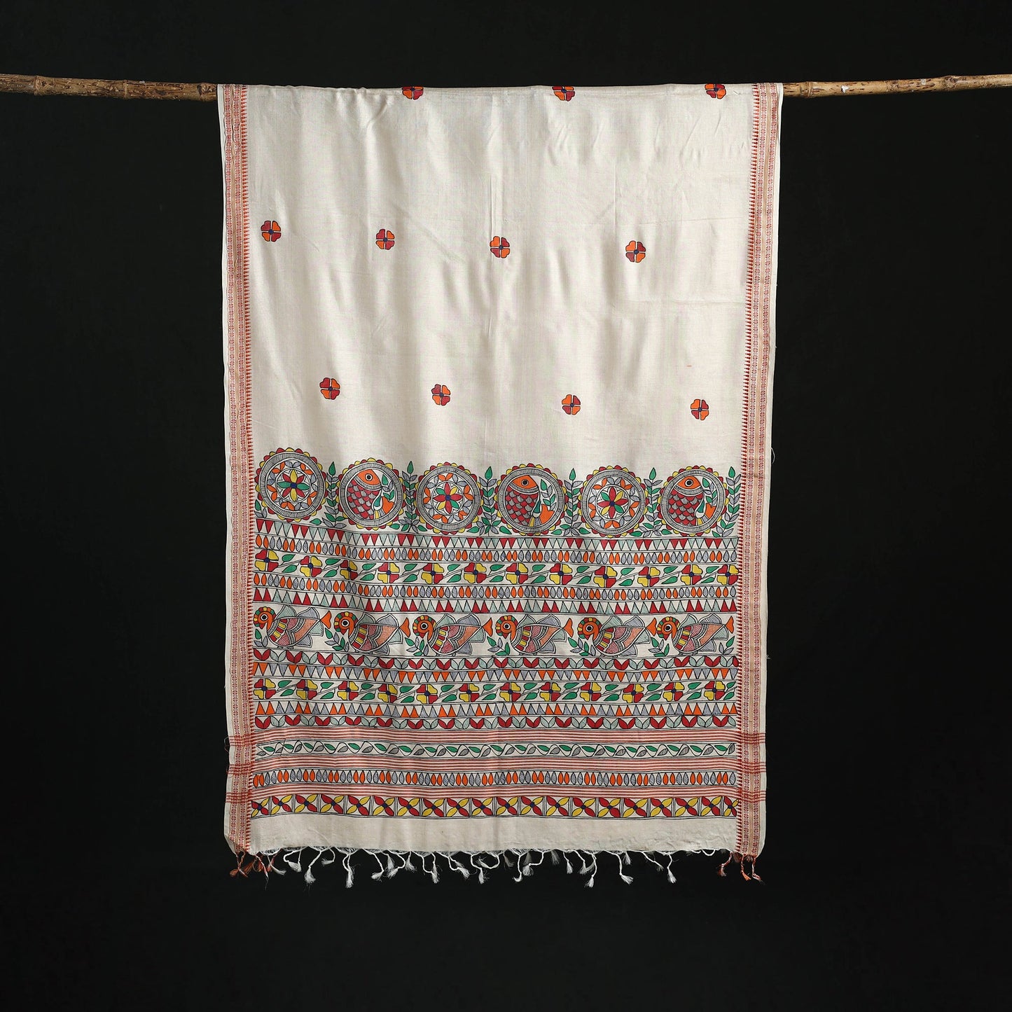 Handpainted madhubani handloom tussar cotton dupatta 21