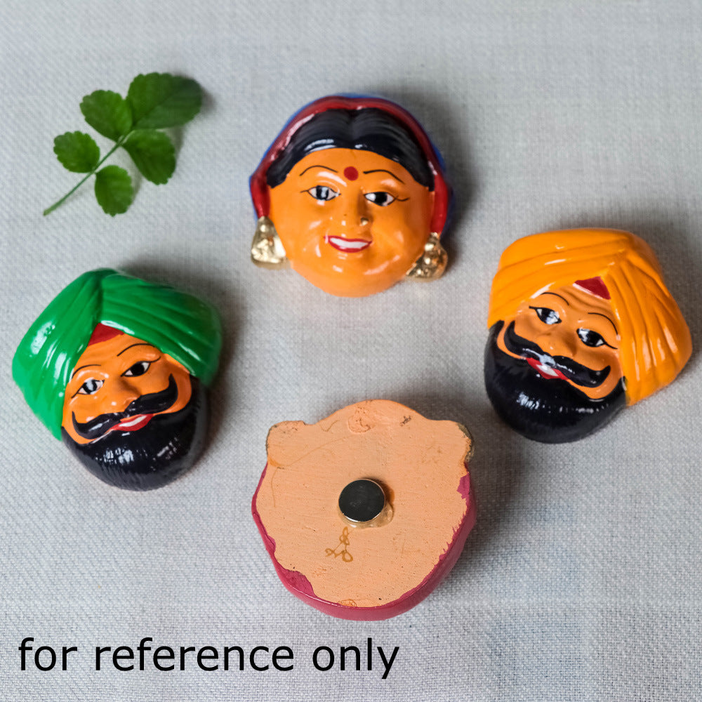 Handpainted Terracotta Face Magnet of India Set Online in India