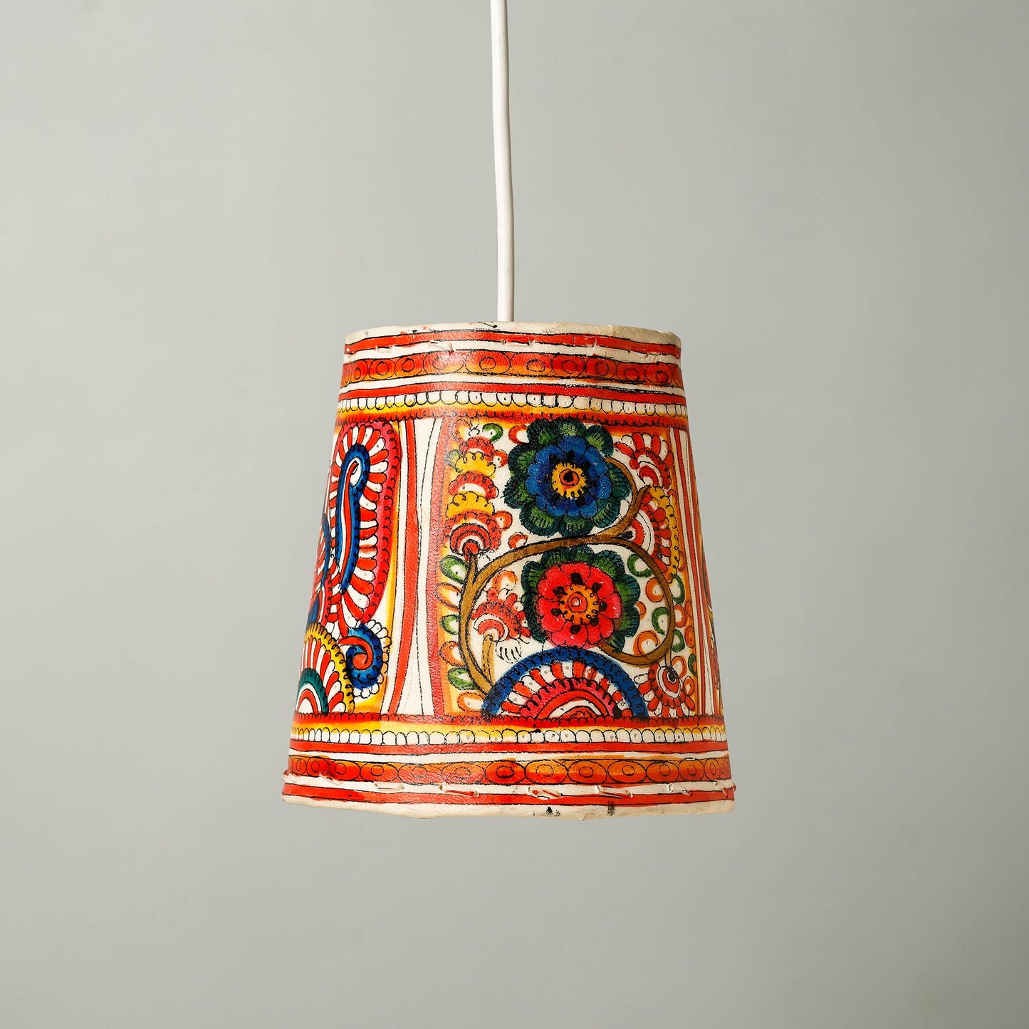 Handpainted Tholu Bommalata Leather Hanging Lamp