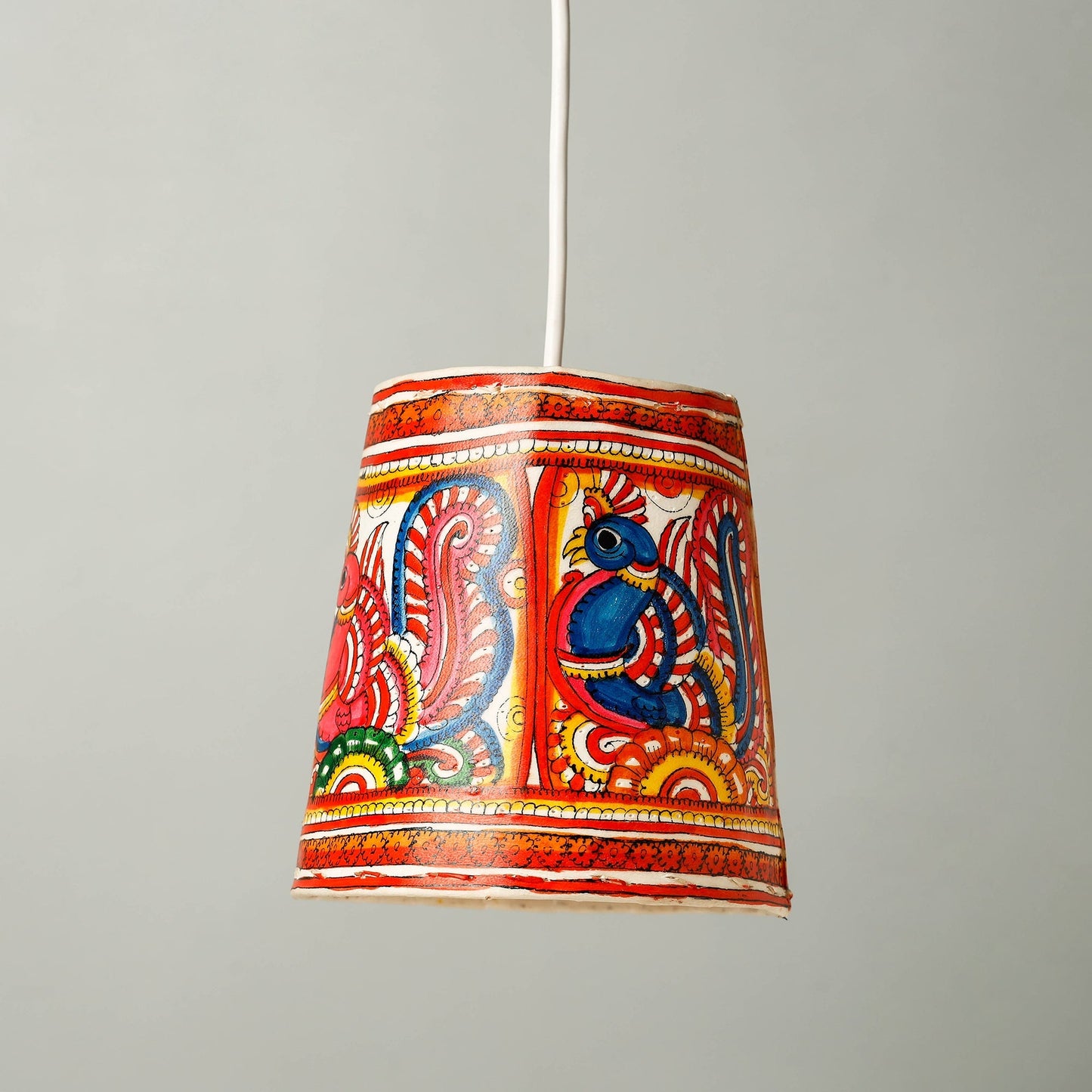 Handpainted Tholu Bommalata Leather Hanging Lamp