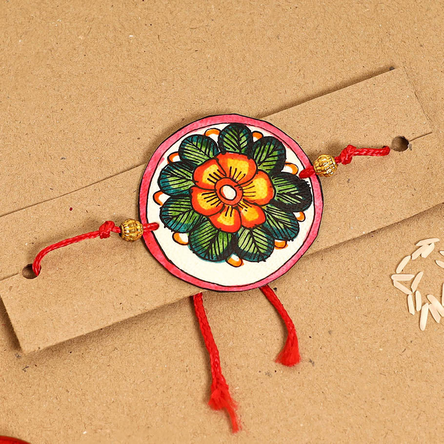 Handpainted Tholu Bommalata Leather Rakhi