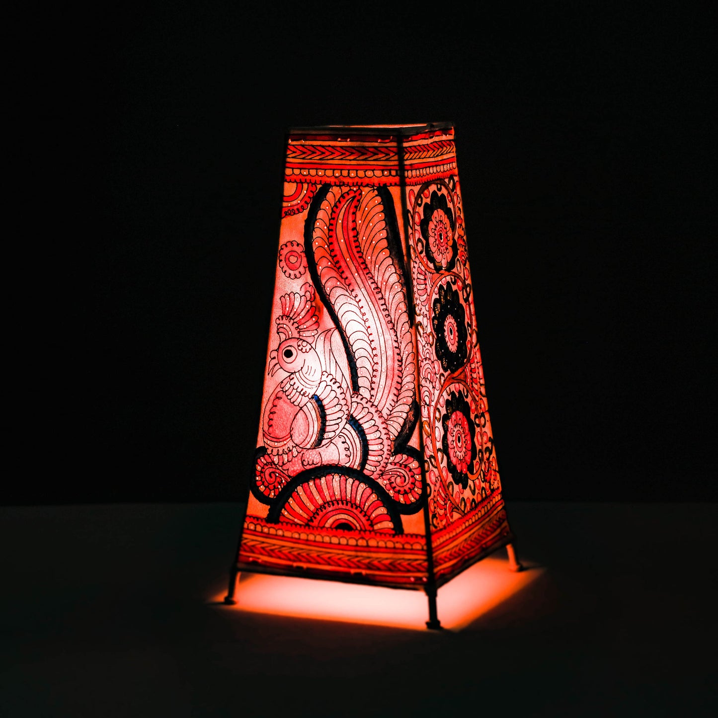Handpainted Tholu Bommalata Leather Table Lamp (Big)