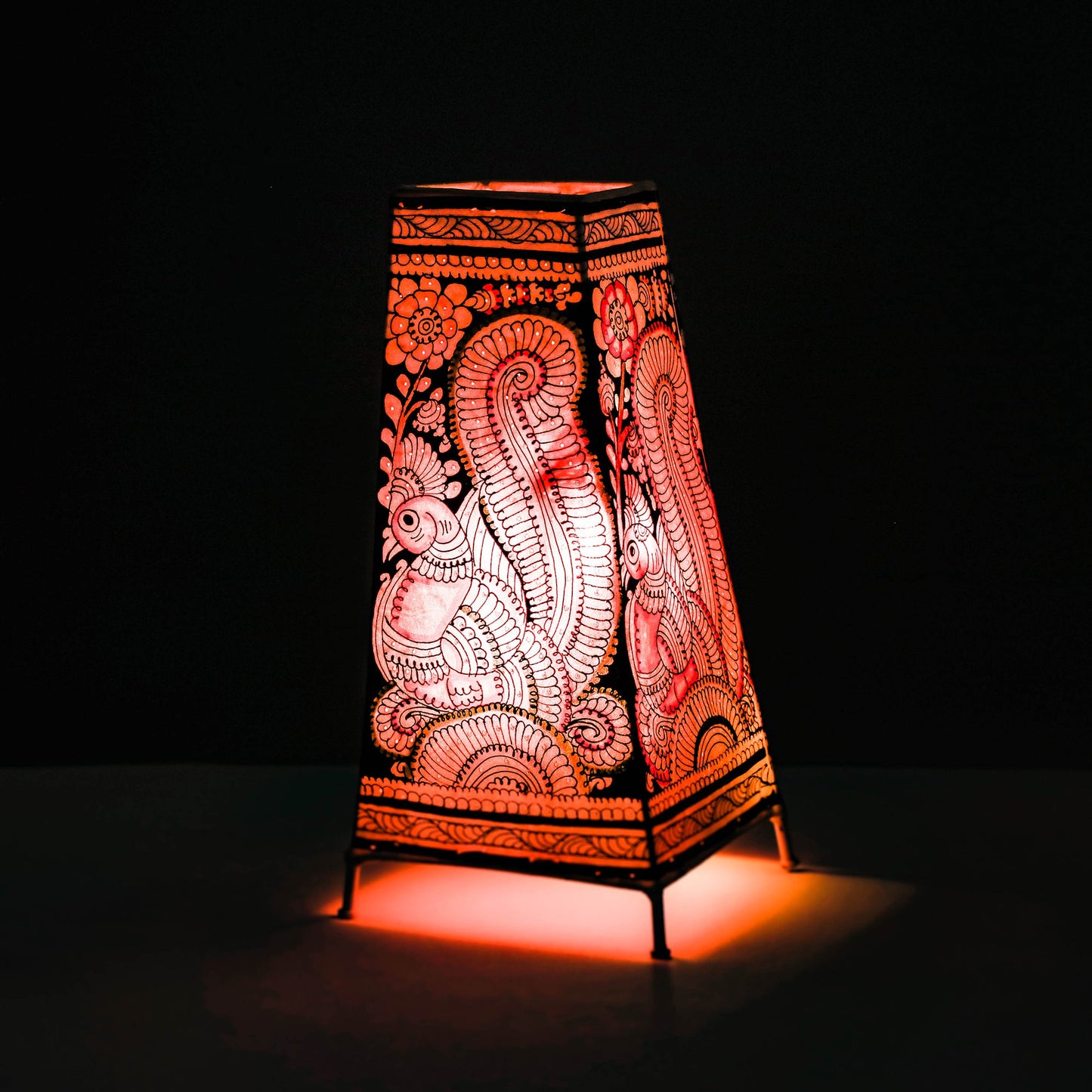 Handpainted Tholu Bommalata Leather Table Lamp (Big)