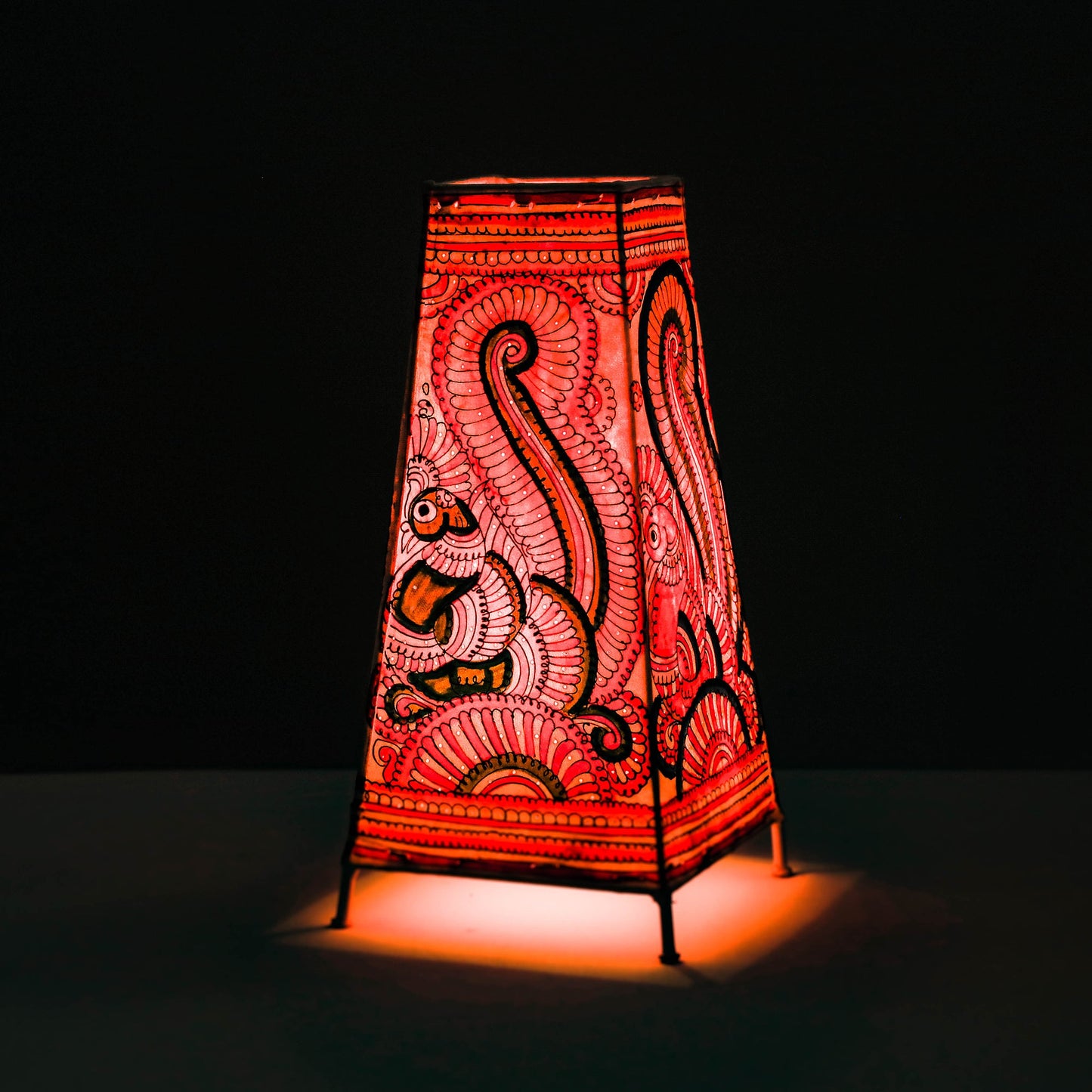 Handpainted Tholu Bommalata Leather Table Lamp (Big)