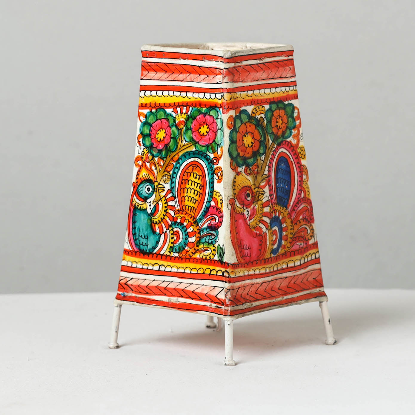 Handpainted Tholu Bommalata Leather Table Lamp