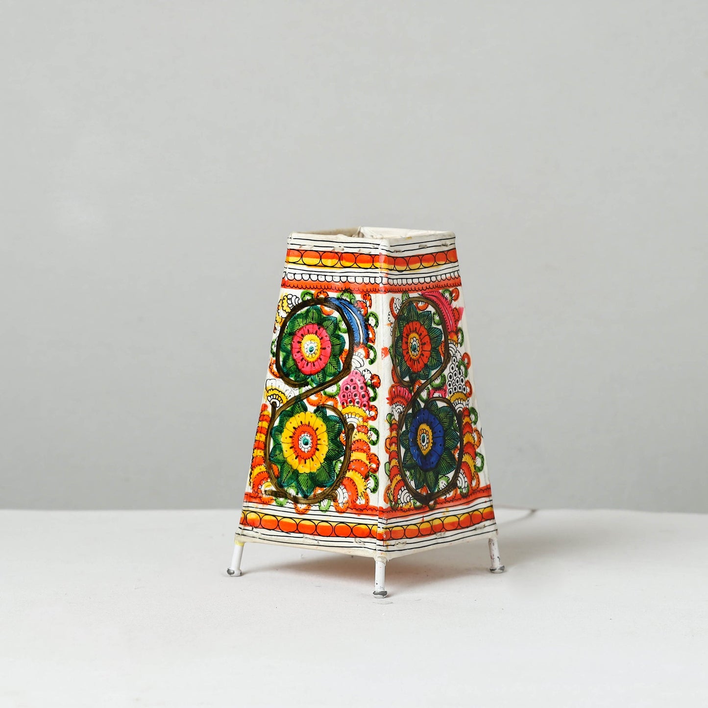 Handpainted Tholu Bommalata Leather Table Lamp